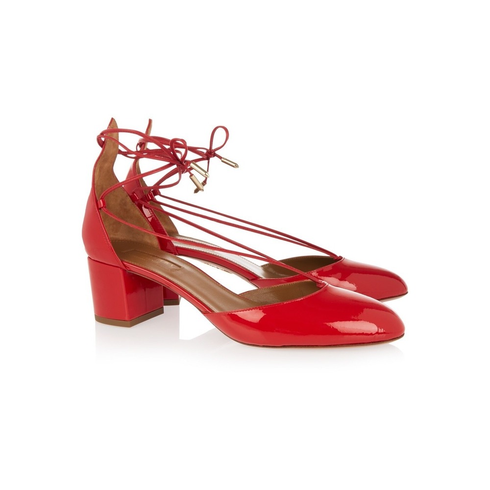 $500+ NIB Aquazzura Alexa Red Patent Leather Block Heel Pumps Shoes Italy/37 - Picture 5 of 11